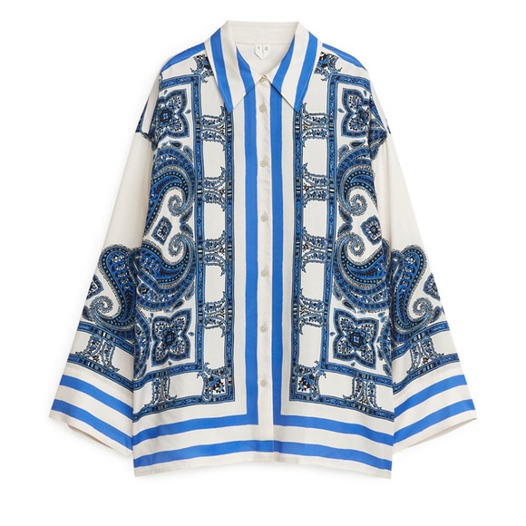 Arket Tops - Arket Printed Shirt - White/Blue/Black - size 36